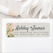 Chic Script Pink Floral Wedding Rücksendeadresse (Insitu)
