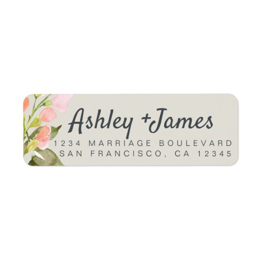 Chic Script Pink Floral Wedding Rücksendeadresse (Vorne)