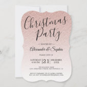 Chic Script Pink Glitzer Ombre Christmas Party Inv Einladung (Vorderseite)