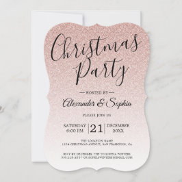 Chic Script Pink Glitzer Ombre Christmas Party Inv Einladung