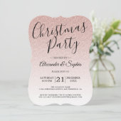 Chic Script Pink Glitzer Ombre Christmas Party Inv Einladung (Stehend Vorderseite)
