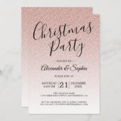 Chic Script Pink Glitzer Ombre Party Einladung (Vorne/Hinten)