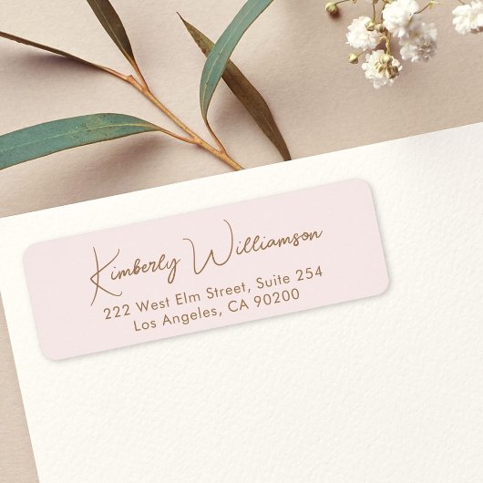 Chic Script Pink Gold Rücksendeadresse