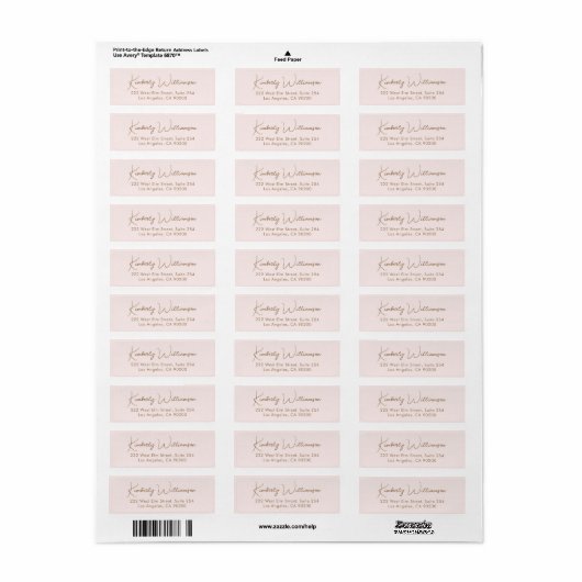 Chic Script Pink Gold Rücksendeadresse (Vorne)