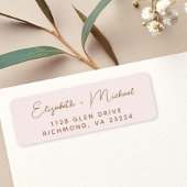 Chic Script Pink Gold Wedding Rücksendeadresse