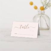 Chic Script Pink Gold Wedding Table Number Platzkarte (Vorderseite)