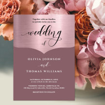 Chic Script Pink Metallic Rose Gold Wedding