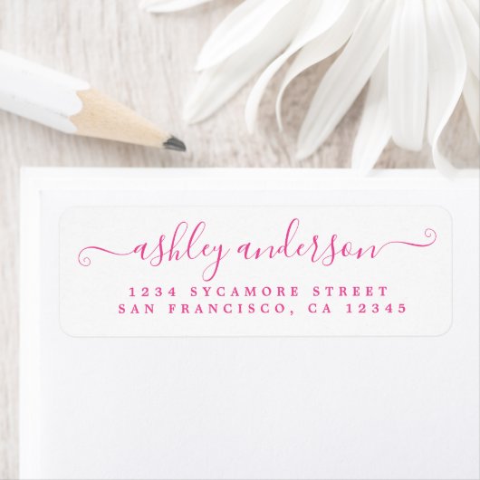 Chic Script Pink Tinte Rücksendeadresse (Insitu)