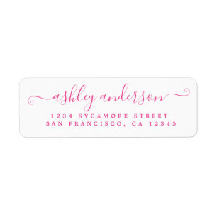 Chic Script Pink Tinte Rücksendeadresse