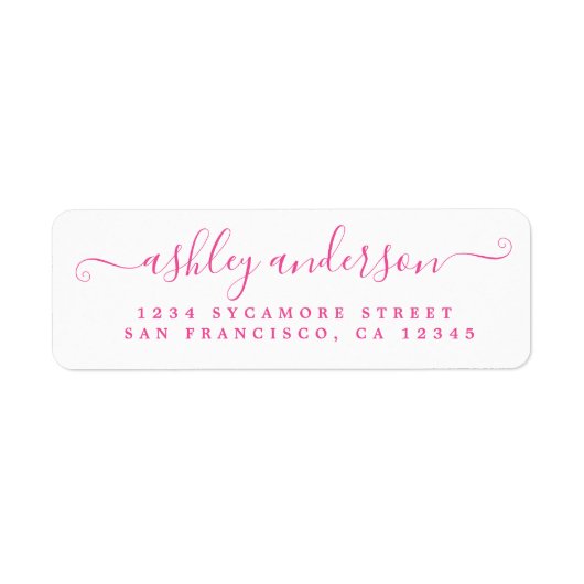 Chic Script Pink Tinte Rücksendeadresse (Vorne)