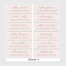 Chic Script Pink Wedding Guest Address Labels