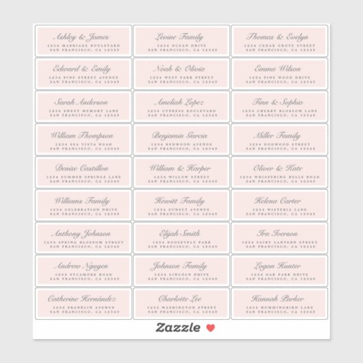 Chic Script Pink Wedding Guest Address Labels (Blatt)