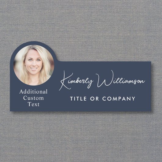 Chic Script Professional Blau Foto Namensschild