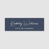 Chic Script Professional Blau Namensschild (Vorderseite)