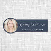 Chic Script Professional Blue Photo Namensschild