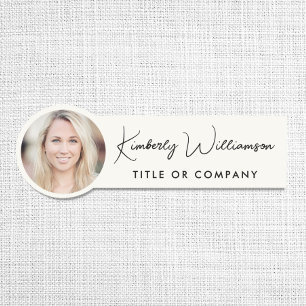 Chic Script Professional Cream Foto Namensschild