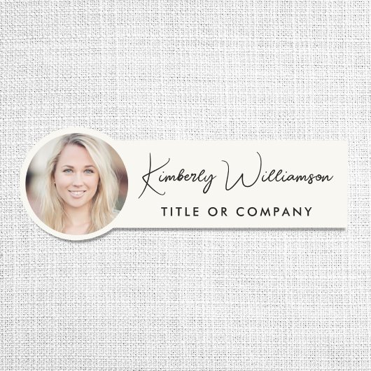 Chic Script Professional Cream Foto Namensschild