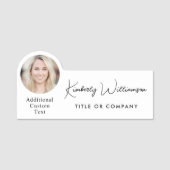 Chic Script Professional Photo Namensschild (Vorderseite)