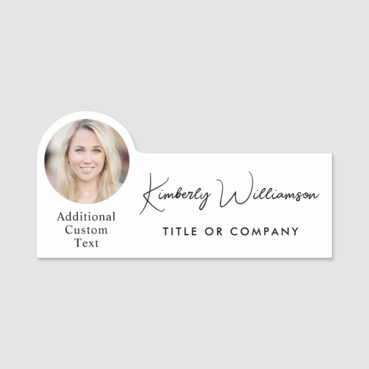 Chic Script Professional Photo Namensschild (Vorderseite)