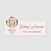 Chic Script Professional Pink Foto Namensschild (Vorderseite)