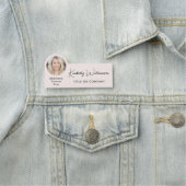 Chic Script Professional Pink Foto Namensschild (Beispiel)