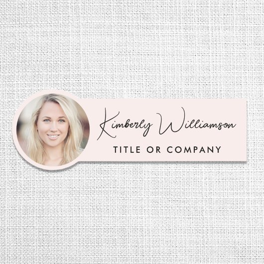 Chic Script Professional Pink Foto Namensschild