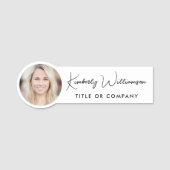 Chic Script Professionelles Foto Namensschild (Vorderseite)