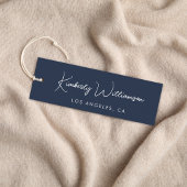 Chic Script QR-Code Blaues Kleidungsetikett Mini Visitenkarte