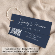Chic Script QR-Code Blaues Kleidungsetikett