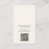 Chic Script QR Code Cream Earring Display Card Visitenkarte (Rückseite)