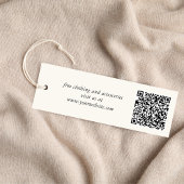 Chic Script QR-Code Creme Kleidungsetikett Mini Visitenkarte