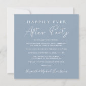 Chic Script QR Code Dusty Blue Wedding Reception Einladung (Vorderseite)
