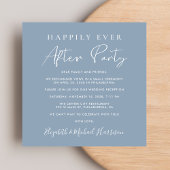 Chic Script QR Code Dusty Blue Wedding Reception Einladung