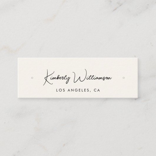 Chic Script QR Code Earring Cream Display Card Mini Visitenkarte (Vorderseite)