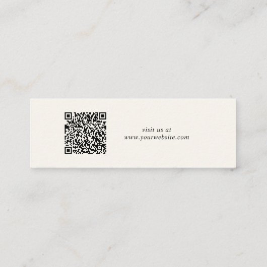 Chic Script QR Code Earring Cream Display Card Mini Visitenkarte (Rückseite)