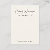 Chic Script QR Code Earring Cream Display Card Visitenkarte (Vorderseite)