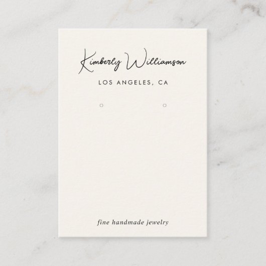Chic Script QR Code Earring Cream Display Card Visitenkarte (Vorderseite)