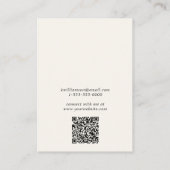 Chic Script QR Code Earring Cream Display Card Visitenkarte (Rückseite)