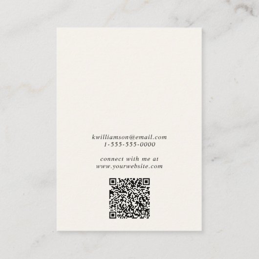 Chic Script QR Code Earring Cream Display Card Visitenkarte (Rückseite)