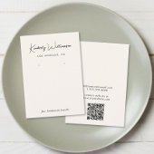 Chic Script QR Code Earring Cream Display Card Visitenkarte