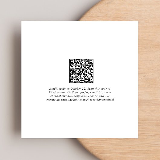 Chic Script QR Code Hochzeitsempfang Einladung