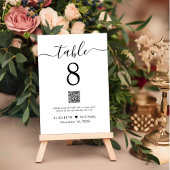 Chic Script QR Code Hochzeitsempfang Tischnummer