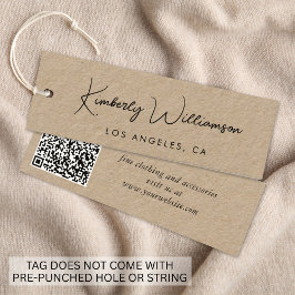 Chic Script QR Code Kraft Papier Kleidung Hang Tag