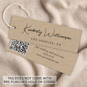 Chic Script QR Code Kraft Papier Kleidung Hang Tag