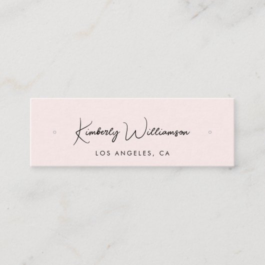 Chic Script QR-Code mit rosafarbener Grafikkarte Mini Visitenkarte (Vorderseite)