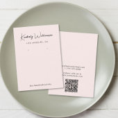 Chic Script QR-Code mit rosafarbener Grafikkarte Visitenkarte