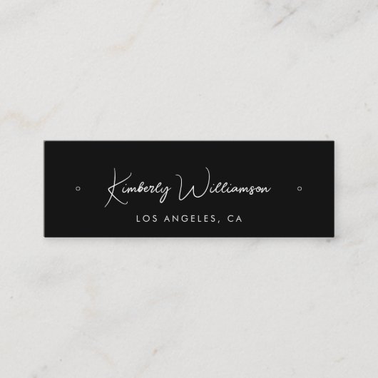 Chic Script QR Code mit schwarzer Grafikkarte Mini Visitenkarte (Vorderseite)