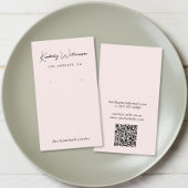 Chic Script QR Code Rosa Earring Display Card Visitenkarte
