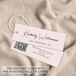 Chic Script QR Code Rosa Kleidung Hang Tag