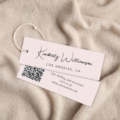 Chic Script QR-Code Rosa Kleidungsetikett Mini Visitenkarte